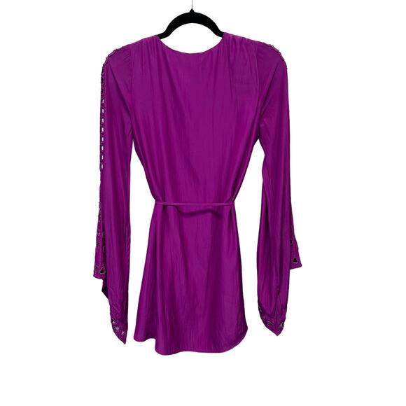 Ramy Brook Eyelet Molly Purple Flare-Sleeve Dress XXS - Picture 6 of 6